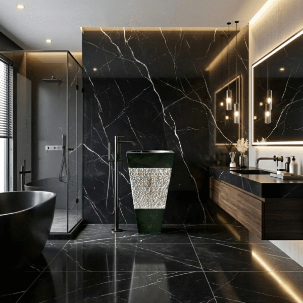 Pedestal Pyramid Marble Sink - Black