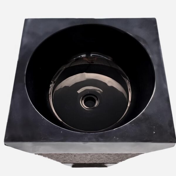 Pedestal Pyramid Marble Sink - Black - Image 3