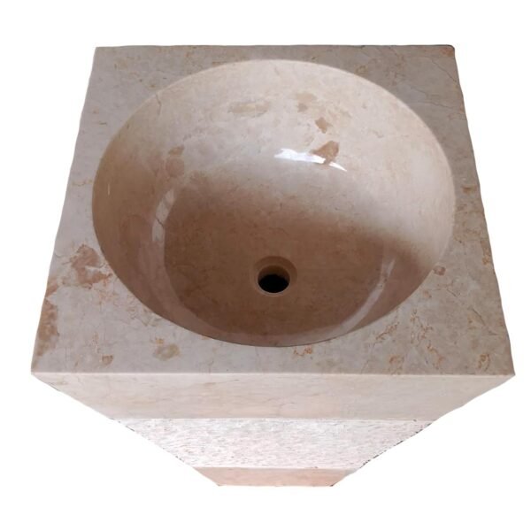 Pedestal Pyramid Marble Sink - Cream - Image 2
