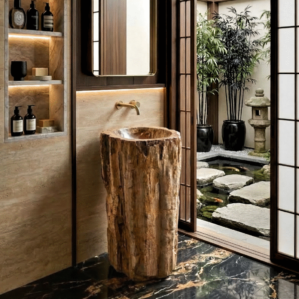 Pedestal Petrified Wood Sink N° 02-C2