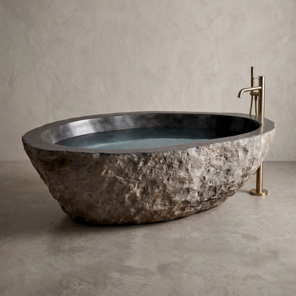 Massive Natural Rock Bathtub 75-79" Nr.01 - Spa Tub, Heavy Stone Freestanding - Arriving July 2026