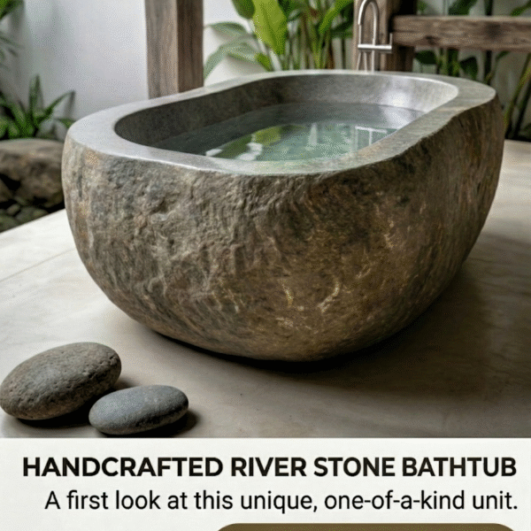 Natural Rock Bathtub 71", Rustic Spa Tub, Heavy Stone Freestanding. Arriving June 2026
